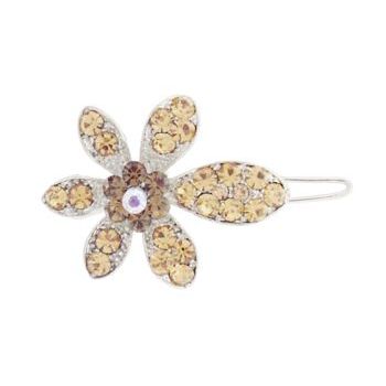 Karen Marie - Tropical Crystal Mini Flower Barrette Clip - Gold (1)
