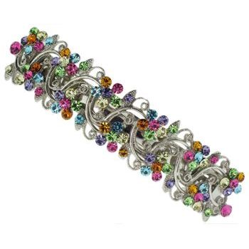 Karen Marie - Crystal Flower Barrette - Rainbow (1)