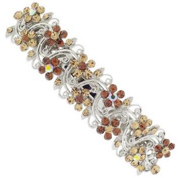 Karen Marie - Crystal Flower Barrette - Golden Amber