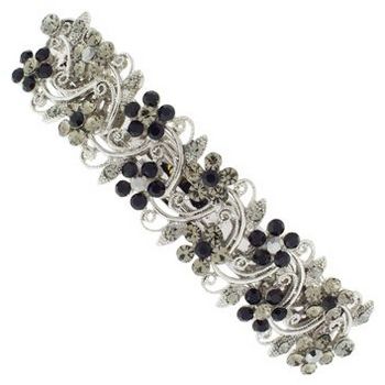 Karen Marie - Crystal Flower Barrette - Black Diamond (1)