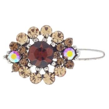 Karen Marie - Small Oval Crystal Barrette - Gold (1)