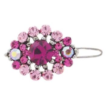 Karen Marie - Small Oval Crystal Barrette - Pink (1)