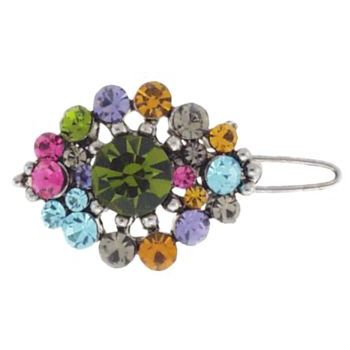 Karen Marie - Small Oval Crystal Barrette - Rainbow (1)