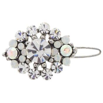 Karen Marie - Small Oval Crystal Barrette - White (1)