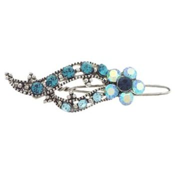 Karen Marie - Small Crystal Ribbon Barrette - Blue (1)