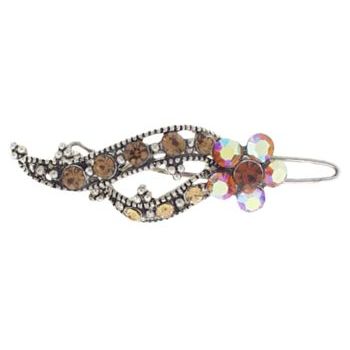 Karen Marie - Small Crystal Ribbon Barrette - Gold (1)