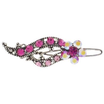 Karen Marie - Small Crystal Ribbon Barrette - Pink (1)
