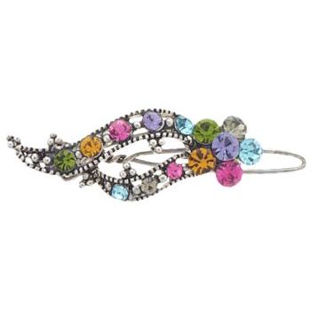 Karen Marie - Small Crystal Ribbon Barrette - Rainbow (1)