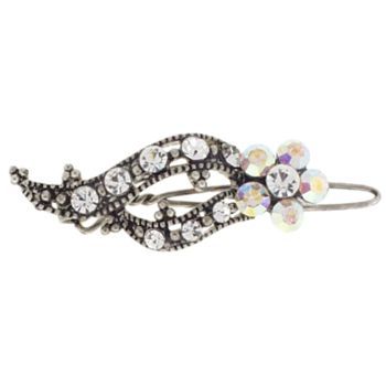 Karen Marie - Small Crystal Ribbon Barrette - White (1)