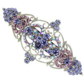 Karen Marie - Crystal Filigree Heart Barrette - Amethyst (1)