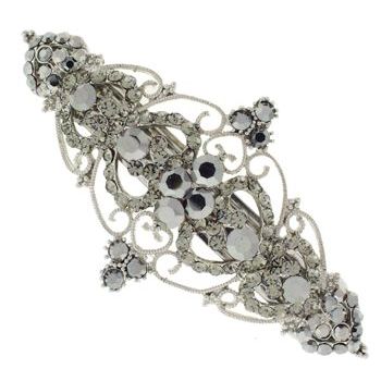 Karen Marie - Crystal Filigree Heart Barrette - Black Diamond (1)