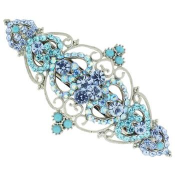 Karen Marie - Crystal Filigree Heart Barrette - Turqoise (1)