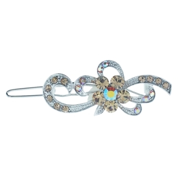 Karen Marie - Crystal Flower & Ribbon Inspired Barrette - Topaz (1)