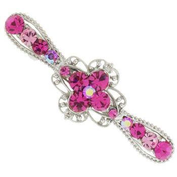 Karen Marie - Thin Crystal Victorian Barrette - Pink (1)