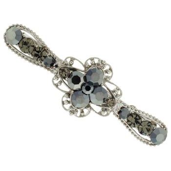 Karen Marie - Thin Crystal Victorian Barrette - Black (1)