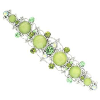 Karen Marie - Moonstone Crystal Filigree Barrette - Peridot (1)