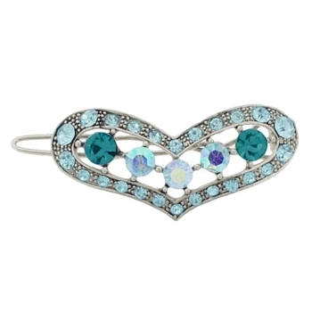 Karen Marie - Crystal Heart Barrette - Aqua (1)