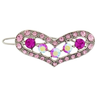 Karen Marie - Crystal Heart Barrette - Fuchsia (1)