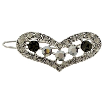 Karen Marie - Crystal Heart Barrette - Onyx (1)
