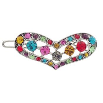 Karen Marie - Crystal Heart Barrette - Rainbow (1)