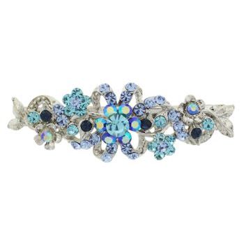 Karen Marie - Crystal Flower Burst Barrette - Aqua (1)