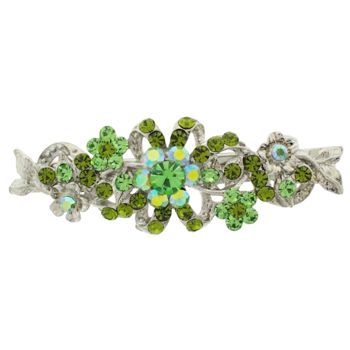 Karen Marie - Crystal Flower Burst Barrette - Peridot (1)