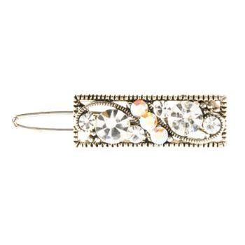Karen Marie - Petite Crystal Lyric Barrette - White (1)