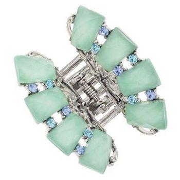 Karen Marie - Large Moonstone Fan Claw Clip - Blue