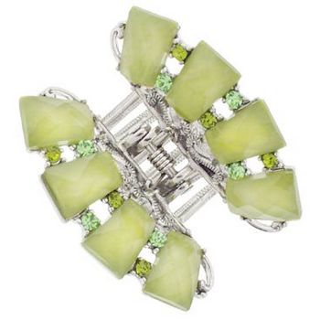 Karen Marie - Large Moonstone Fan Claw Clip - Peridot