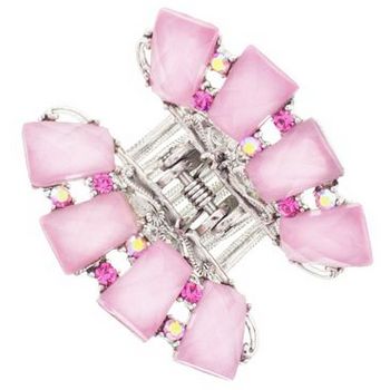 Karen Marie - Large Moonstone Fan Claw Clip - Pink