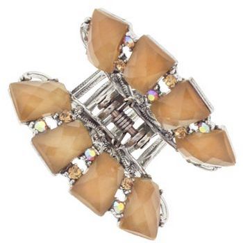 Karen Marie - Large Moonstone Fan Claw Clip - Topaz
