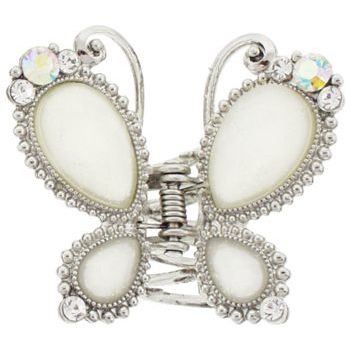 Karen Marie - Large Gem Butterfly Claw Clip - White