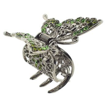 Karen Marie - Small Lace Inspired Butterfly Claw - Peridot (1)