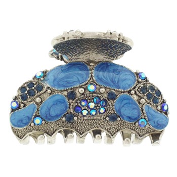 HB HairJewels - Hip Clips - Enamel & Crystal Jaws - Sapphire Blue (1)