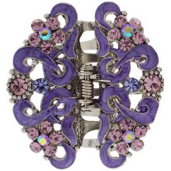 Karen Marie - Large Filigree Enamel & Crystal Claw - Amethyst (1)