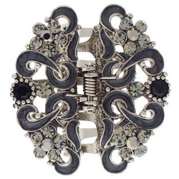 Karen Marie - Large Filigree Enamel & Crystal Claw - Smoke (1)
