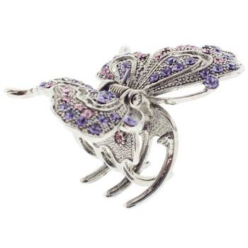 Karen Marie - Ornate Filigree Butterfly Jaw - Amethyst & Rose (1)