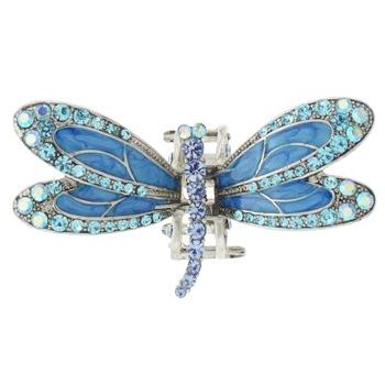 Karen Marie - Enamel & Crystal Encrusted Dragonfly Jaw - Aqua (1)