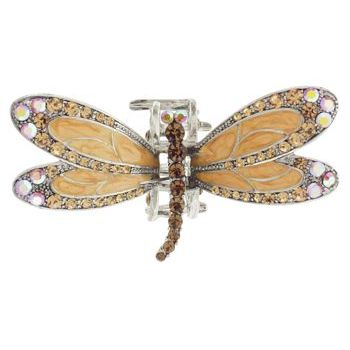 Karen Marie - Enamel & Crystal Encrusted Dragonfly Jaw - Butterscotch (1)
