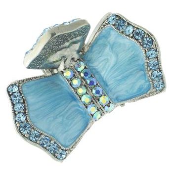 Karen Marie - Enamel & Crystal Bowtie Jaw - Blue (1)