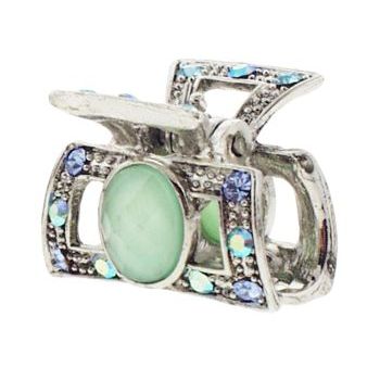 Karen Marie - Mini Crystal Moonstone Jaw Clip - Blue (1)