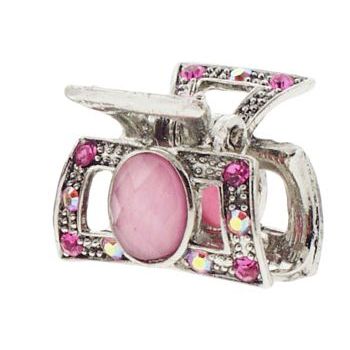 Karen Marie - Mini Crystal Moonstone Jaw Clip - Pink (1)