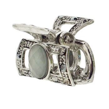 Karen Marie - Mini Crystal Moonstone Jaw Clip - Smoke (1)