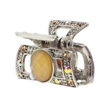 Karen Marie - Mini Crystal Moonstone Jaw Clip - Topaz (1)