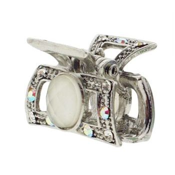 Karen Marie - Mini Crystal Moonstone Jaw Clip - White (1)