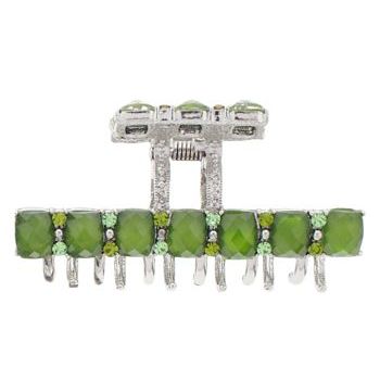 Karen Marie - Large Moonstone Straight Line Claw Clip - Green