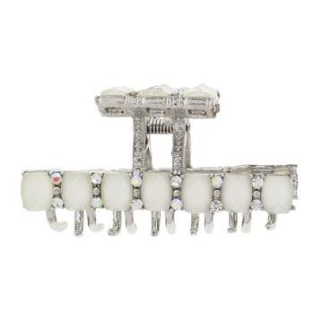 Karen Marie - Large Moonstone Straight Line Claw Clip - White