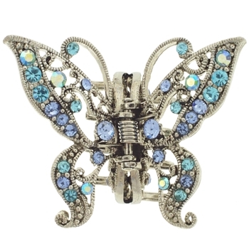 Karen Marie - Medium Crystal Butterfly Claw - Blue (1)