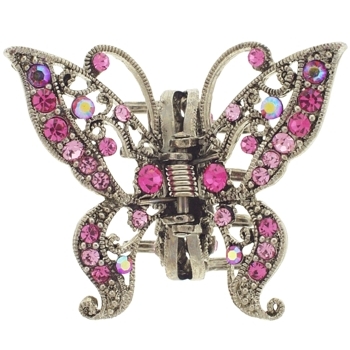 Karen Marie - Medium Crystal Butterfly Claw - Rose (1)