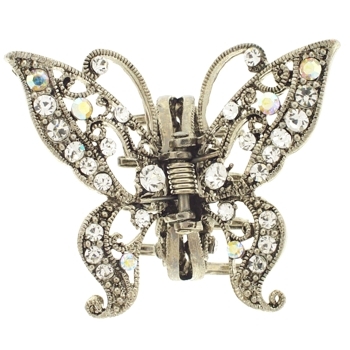 Karen Marie - Medium Crystal Butterfly Claw - White (1)